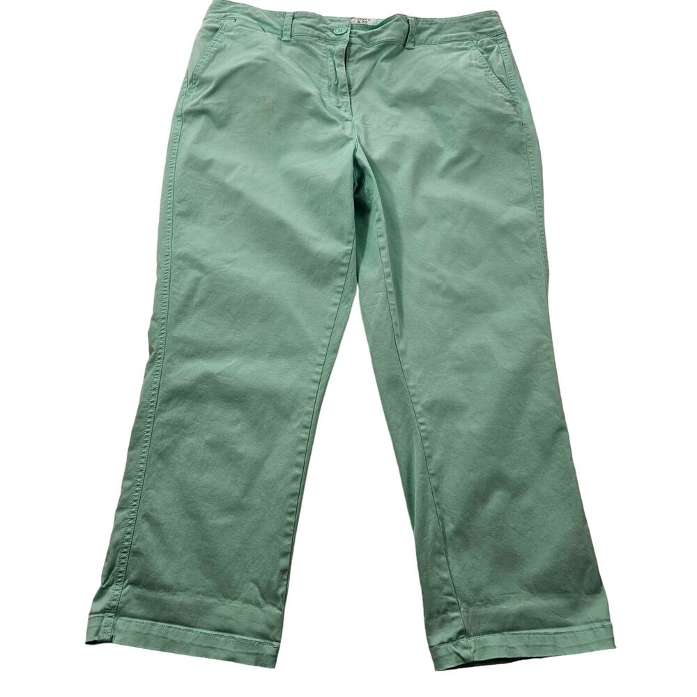 Crown & Ivy Charlotte pants blue capris size 14 summer casual comfort plus ^